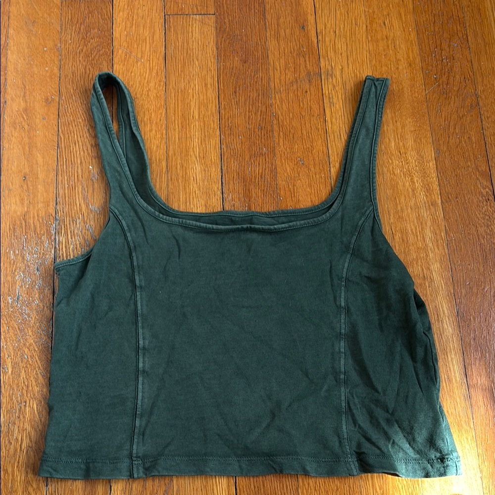 Aerie Cropped Dark Green Corset Tank Top